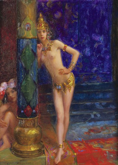 油絵 Gaston Bussiere_ロメオとジュリエット ma2546-